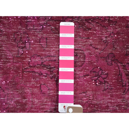 Overdyed & Vintage Worn Wool Hand Knotted Rug Pink No Border 6.4X10.0 -O059208