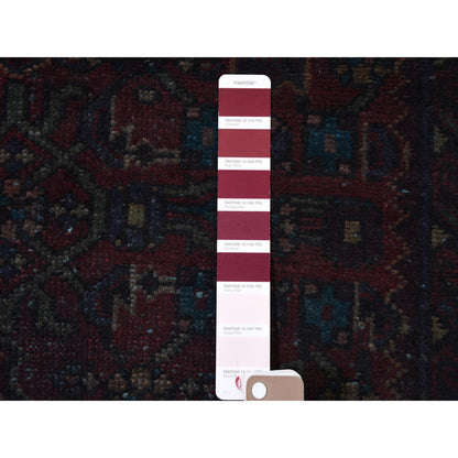 Overdyed & Vintage Worn Wool Hand Knotted Rug Red No Border 3.6X9.1 -O059210