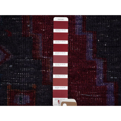 Overdyed & Vintage Worn Wool Hand Knotted Rug Red Red 4.1X10.0 -O059211