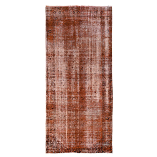 Overdyed & Vintage Worn Wool Hand Knotted Rug Orange No Border 5.0X11.2 -O059214