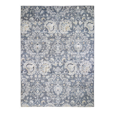 Wool and Silk Wool & Sari Silk Hand Knotted Rug Blue No Border 8.10X12.2 -O059222