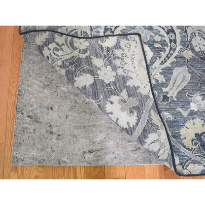 Wool and Silk Wool & Sari Silk Hand Knotted Rug Blue No Border 8.10X12.2 -O059222
