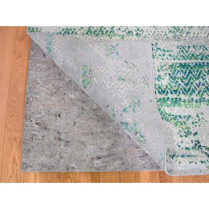 Wool and Silk Wool & Sari Silk Hand Knotted Rug Ivory No Border 8.10X12.0 -O059224