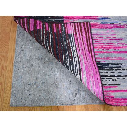 Wool and Silk Wool & Sari Silk Hand Knotted Rug Grey No Border 9.0X12.0 -O059229