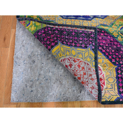 Mamluk Silk Hand Knotted Rug Yellow No Border 3.2X17.5 -O059235