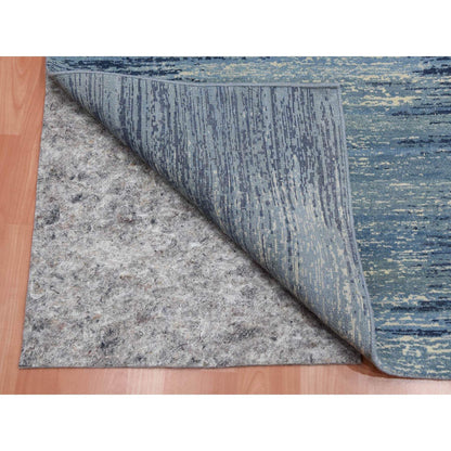 Modern and Contemporary Wool Hand Knotted Rug Blue No Border 2.6X8.4 -O059236