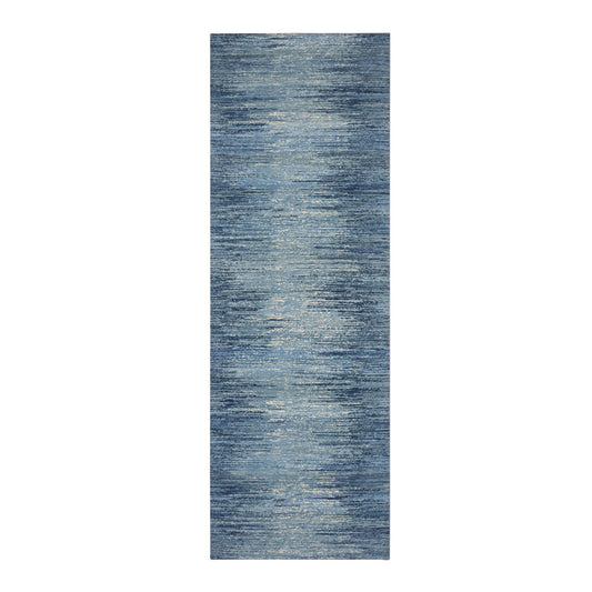 Modern and Contemporary Wool Hand Knotted Rug Blue No Border 2.6X8.5 -O059237