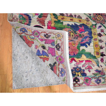 Wool and Silk Wool & Sari Silk Hand Knotted Rug Grey No Border 9.2X12.2 -O059246