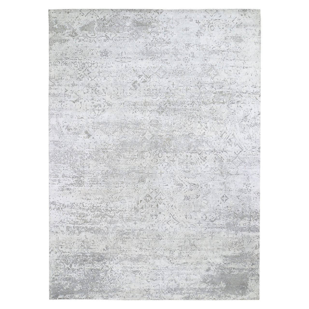 Wool and Silk Wool & Silk Hand Knotted Rug Ivory No Border 8.10X12.0 -O059248