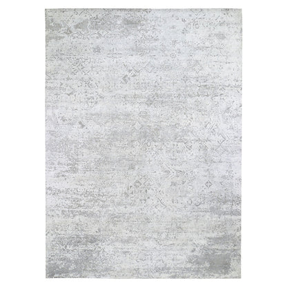 Wool and Silk Wool & Silk Hand Knotted Rug Ivory No Border 8.10X12.0 -O059248