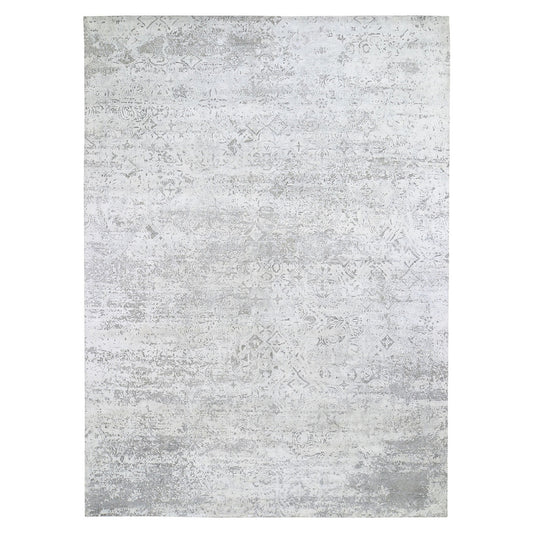 Wool and Silk Wool & Silk Hand Knotted Rug Ivory No Border 8.10X12.0 -O059248