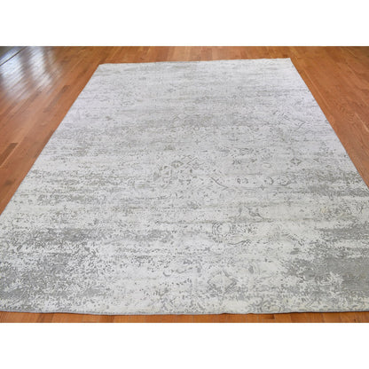 Wool and Silk Wool & Silk Hand Knotted Rug Ivory No Border 8.10X12.0 -O059248