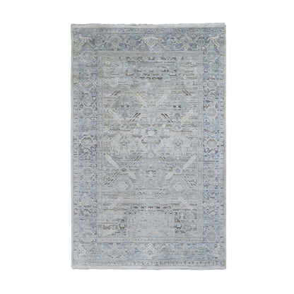 Oushak And Peshawar Wool & Silk Hand Knotted Rug Ivory No Border 6.0X9.5 -O059254