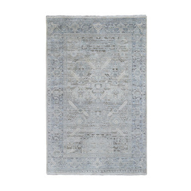Oushak And Peshawar Wool & Silk Hand Knotted Rug Ivory No Border 6.0X9.5 -O059254