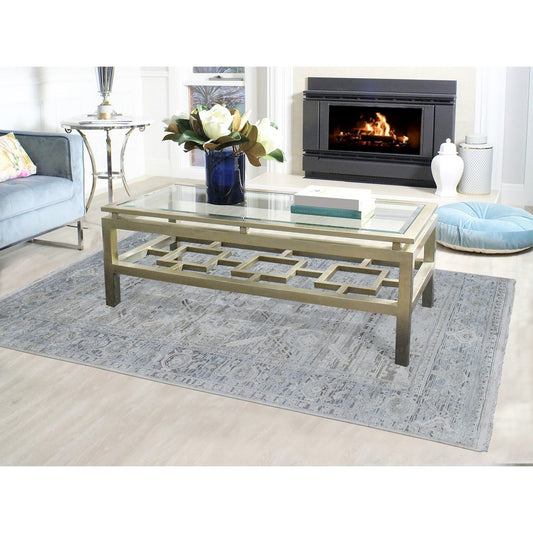Oushak And Peshawar Wool & Silk Hand Knotted Rug Ivory No Border 6.0X9.5 -O059254