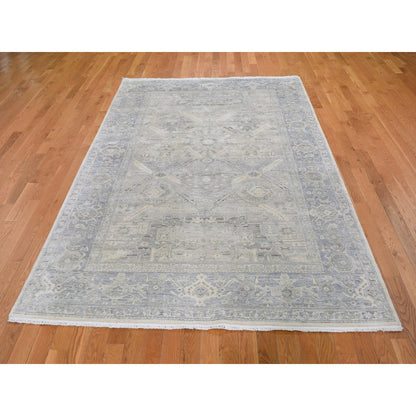 Oushak And Peshawar Wool & Silk Hand Knotted Rug Ivory No Border 6.0X9.5 -O059254