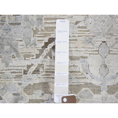 Oushak And Peshawar Wool & Silk Hand Knotted Rug Ivory No Border 6.0X9.5 -O059254
