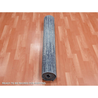 Modern and Contemporary Wool Hand Knotted Rug Blue No Border 6.0X8.10 -O059256