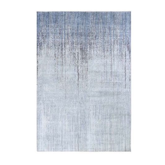 Modern and Contemporary Wool & Pure Silk Hand Knotted Rug Grey No Border 6.0X8.10 -O059257