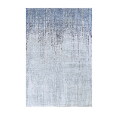 Modern and Contemporary Wool & Pure Silk Hand Knotted Rug Grey No Border 6.0X8.10 -O059257