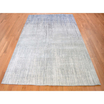 Modern and Contemporary Wool & Pure Silk Hand Knotted Rug Grey No Border 6.0X8.10 -O059257
