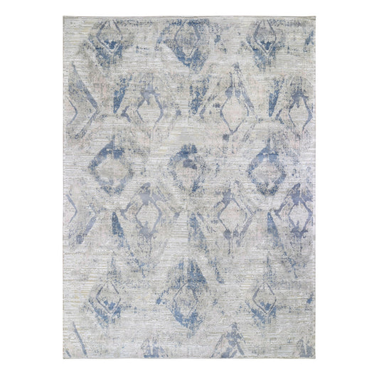 Wool and Silk Wool & Silk Hand Knotted Rug Ivory No Border 8.10X12.1 -O059259