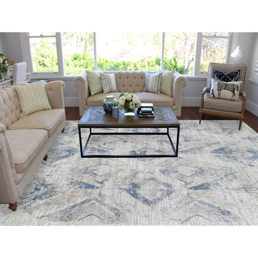 Wool and Silk Wool & Silk Hand Knotted Rug Ivory No Border 8.10X12.1 -O059259