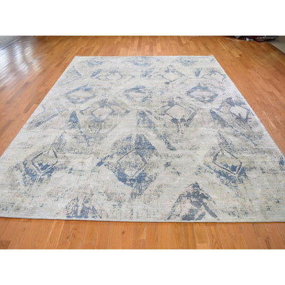 Wool and Silk Wool & Silk Hand Knotted Rug Ivory No Border 8.10X12.1 -O059259
