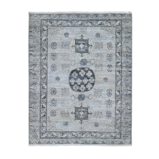 Wool and Silk Wool & Silk Hand Knotted Rug Grey No Border 7.9X9.10 -O059261