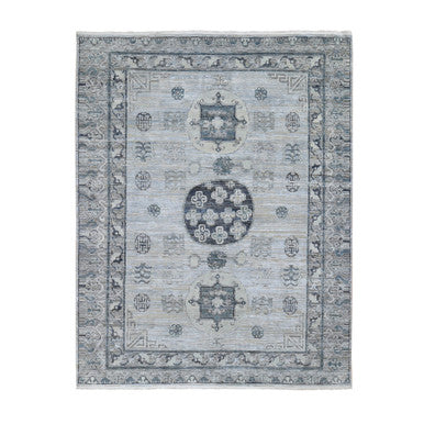 Wool and Silk Wool & Silk Hand Knotted Rug Grey No Border 7.9X9.10 -O059261