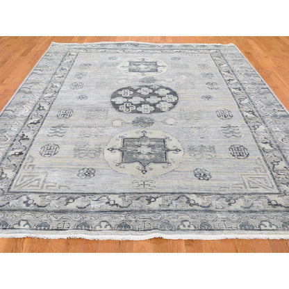 Wool and Silk Wool & Silk Hand Knotted Rug Grey No Border 7.9X9.10 -O059261