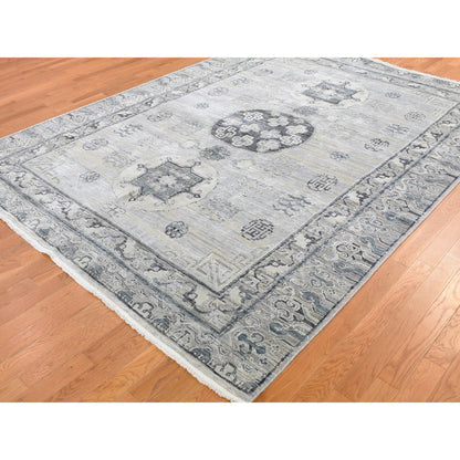 Wool and Silk Wool & Silk Hand Knotted Rug Grey No Border 7.9X9.10 -O059261
