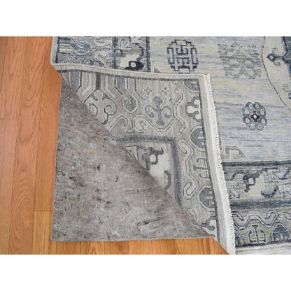 Wool and Silk Wool & Silk Hand Knotted Rug Grey No Border 7.9X9.10 -O059261