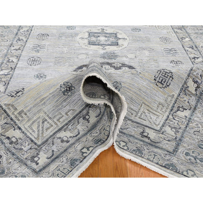 Wool and Silk Wool & Silk Hand Knotted Rug Grey No Border 7.9X9.10 -O059261