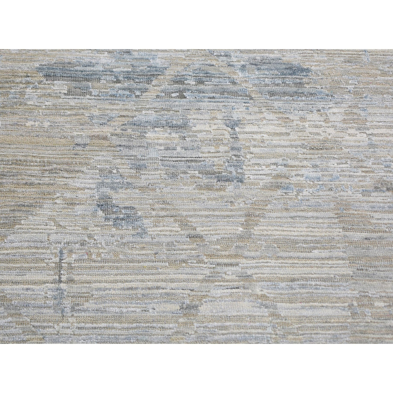 Ivory 12'0" x 15'1" Modern and Contemporary Hand knotted Wool/Silk Rug - Sku: O059262