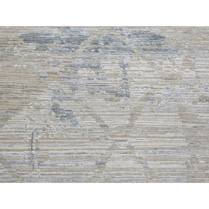 Modern and Contemporary Wool & Silk Hand Knotted Rug Ivory 12.0x15.1 -O059262