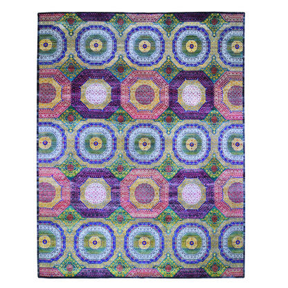 Mamluk Wool & Sari Silk Hand Knotted Rug Yellow No Border 12.0X15.3 -O059263