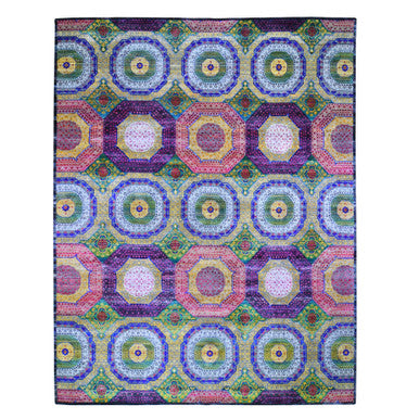 Mamluk Wool & Sari Silk Hand Knotted Rug Yellow No Border 12.0X15.3 -O059263