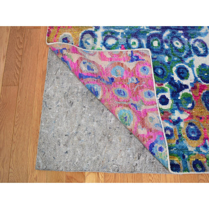 Transitional Wool & Sari Silk Hand Knotted Rug Ivory No Border 11.10X15.0 -O059265