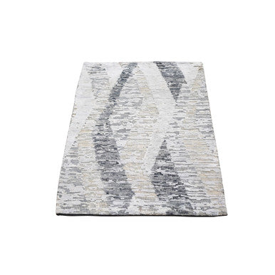 Modern and Contemporary Wool & Silk Hand Knotted Rug Ivory No Border 2.0X3.1 -O059278
