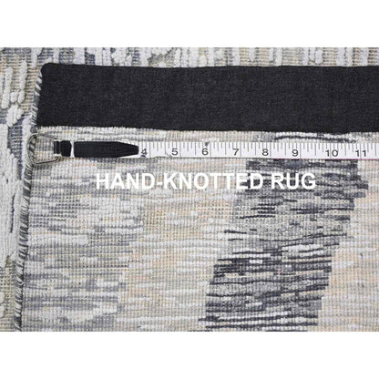 Modern and Contemporary Wool & Silk Hand Knotted Rug Ivory No Border 2.0X3.1 -O059278