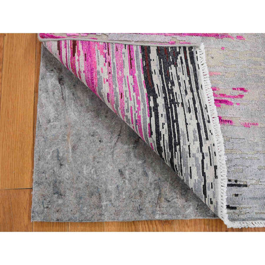Wool and Silk Wool & Sari Silk Hand Knotted Rug Grey No Border 2.0X2.0 -O059279
