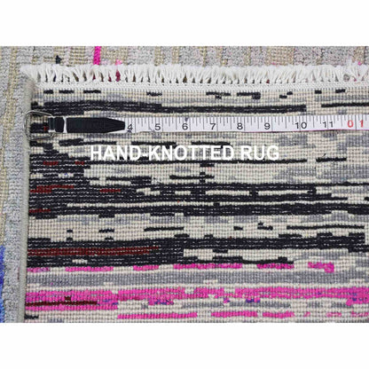 Wool and Silk Wool & Sari Silk Hand Knotted Rug Grey No Border 2.0X2.0 -O059279