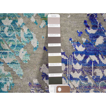 Modern and Contemporary Wool & Sari Silk Hand Knotted Rug Brown No Border 2.0X2.0 -O059282