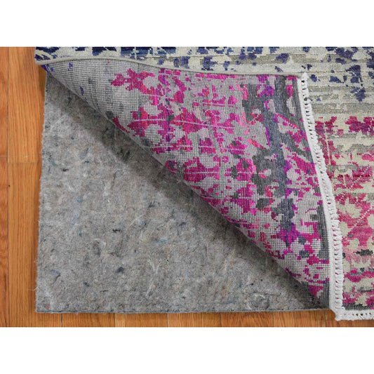 Modern and Contemporary Wool & Silk Hand Knotted Rug Pink No Border 2.0X2.0 -O059283
