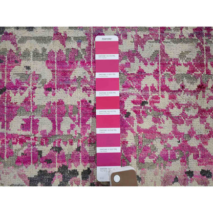 Modern and Contemporary Wool & Silk Hand Knotted Rug Pink No Border 2.0X2.0 -O059283