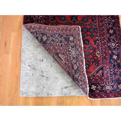 Antique Wool Hand Knotted Rug Red Navy Blue 2.8X16.8 -O059297