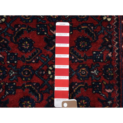 Antique Wool Hand Knotted Rug Red Navy Blue 2.8X16.8 -O059297