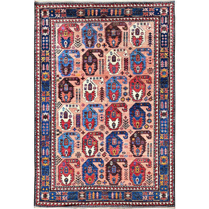 Kazak Wool Hand Knotted Rug Orange 5.1x7.3 -O0592
