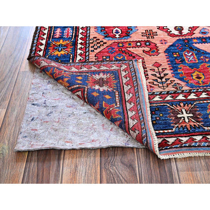 Kazak Wool Hand Knotted Rug Orange 5.1x7.3 -O0592